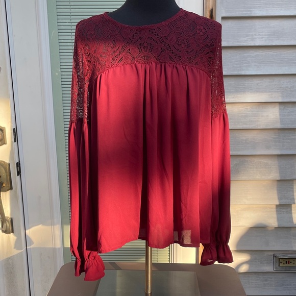 Free Generation Burg w/ Lace Blouse L - Picture 1 of 8